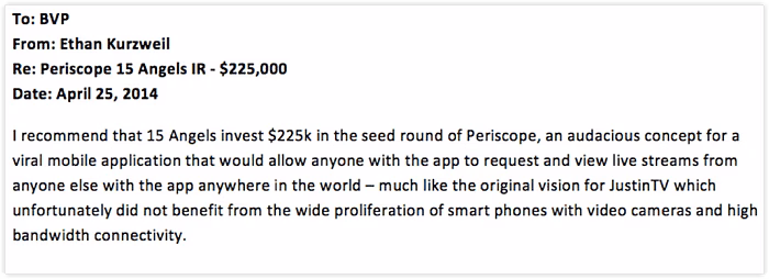 Periscope venture capital investment memo Periscope venture capital investment memo