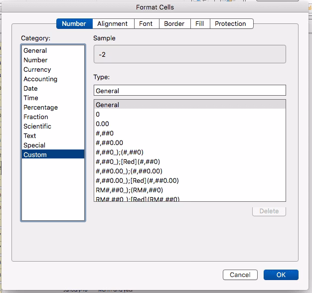 excel number format