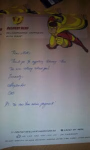 hand written note