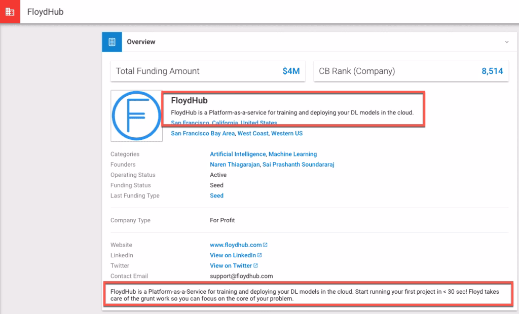 startup description crunchbase