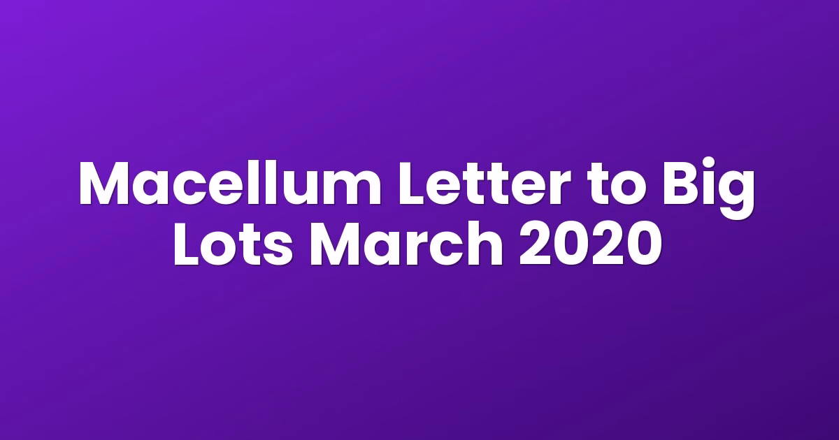 Macellum Letter to Big Lots March 2020