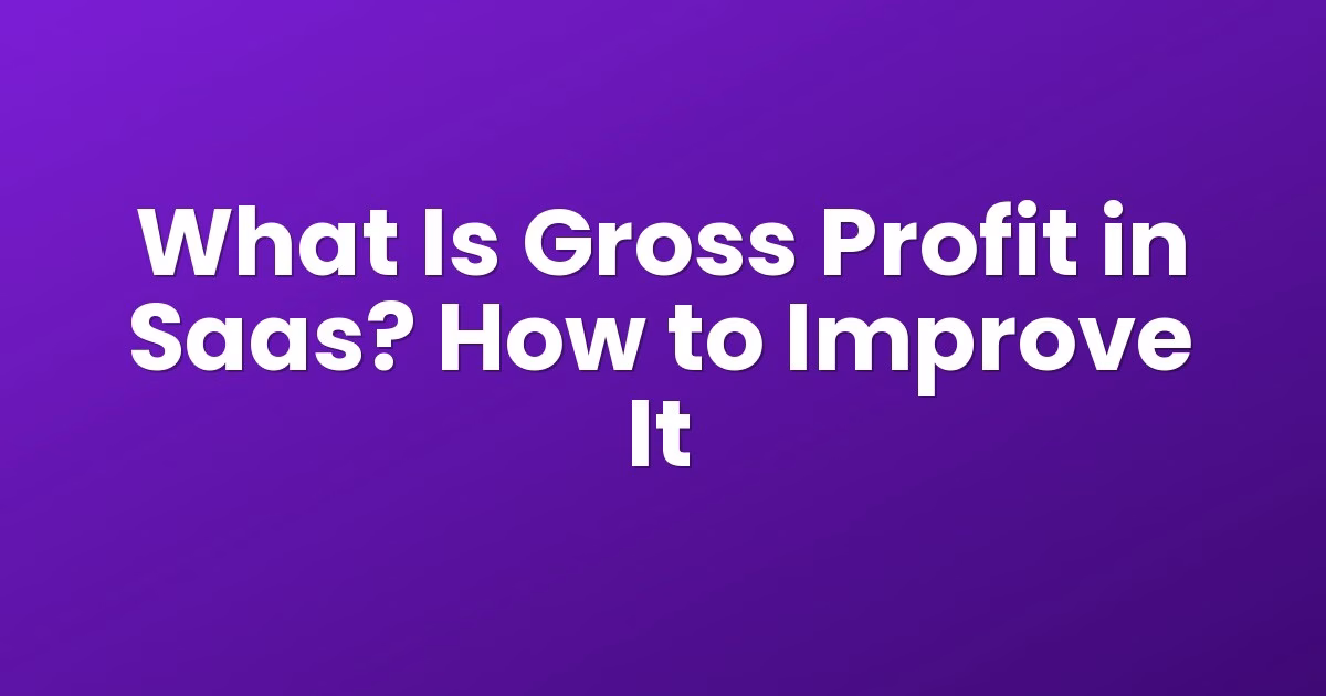 What Is Gross Profit in Saas? How to Improve It