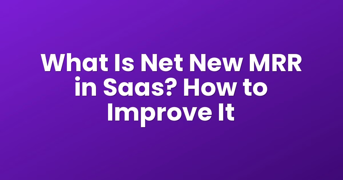 What Is Net New MRR in Saas? How to Improve It